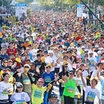 一斉にスタートするランナー＝２０２５年１１月１６日午前、神戸市中央区（撮影・鈴木雅之）