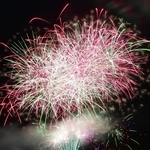 相生ペーロン祭の海上花火大会で夜空を彩った花火＝３０日夜、相生市の相生湾（撮影・中西幸大）