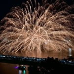相生ペーロン祭の海上花火大会で夜空を彩った花火＝３０日夜、相生市の相生湾（撮影・中西幸大）