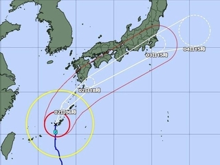 台風６号の進路予報図（１日午後６時現在）＝気象庁HPより