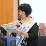 「原発問題は人権の問題」と訴える森松明希子さん＝環境省