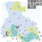 兵庫県内の全自治体の書店数