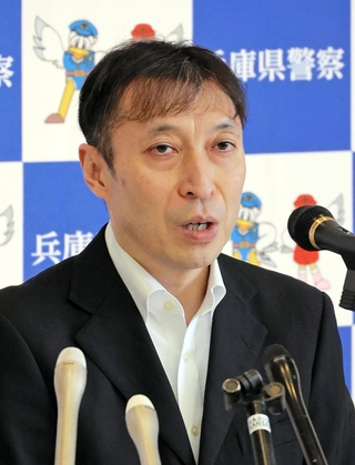 着任の記者会見に臨んだ宇田川佳宏本部長＝兵庫県警本部（撮影・森下陽介）