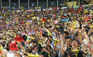 初の連覇へ向け、応援にも熱が入る阪神タイガースファンたち＝１日夜、東京・神宮球場（撮影・金田祐二）