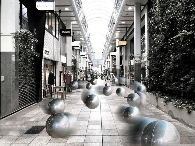 商店街を風船で埋め尽くすイベント「三宮ロトンドロンド」のイメージ図（津川さん提供）