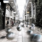 商店街を風船で埋め尽くすイベント「三宮ロトンドロンド」のイメージ図（津川さん提供）