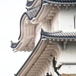 石垣を上って姫路城大天守のすす払いをする陸自のレンジャー隊員ら＝１８日午前、姫路市本町（撮影・小林良多）