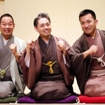 ライバルとして、仲間として絆を深めてきた桂かい枝さん（左から）、桂春蝶さん、桂吉弥さん＝神戸新開地・喜楽館