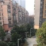 夫のマンションから見える街には人影がない＝５日、中国湖北省武漢市（女性提供）