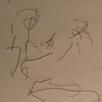 ２００６年３月２４日、事故後に初めて書いた文字。左上から右下にかけてつづった「ありがとう」