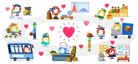 グーグルのトップページにアップされたロゴ。さまざまな職業の人への謝意が込められている