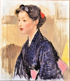 「週刊朝日」の表紙絵の下絵とみられる八千草さんの肖像画（１９５５年、同館蔵）