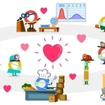 グーグルのトップページにアップされたロゴ。さまざまな職業の人への謝意が込められている
