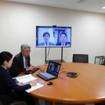 民事裁判での争点整理手続きで導入されるウェブ会議（最高裁判所提供）