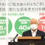 休業要請の全面解除について説明する井戸敏三・兵庫県知事＝２６日午後、神戸市中央区下山手通４（撮影・吉田敦史）