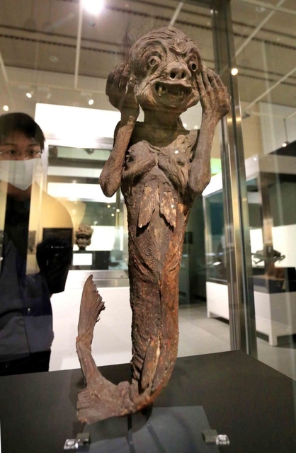世界各国の怪物たちを紹介する「驚異と怪異」展の会場＝２３日午前、姫路市本町（撮影・小林良多）
