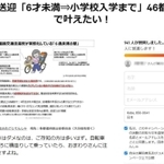 自転車に乗せられる子どもの年齢を「６歳未満」から「小学校入学まで」に変更するよう求める署名サイト（画像の一部を加工しています）