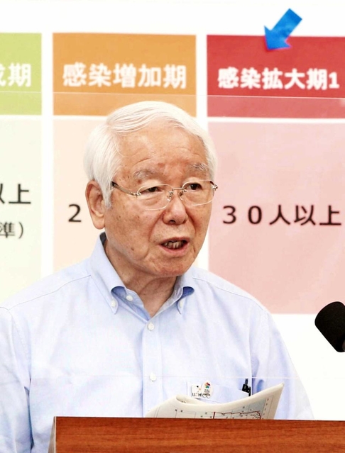 感染「拡大期１」に警戒レベルが上がったことを受け、会見する兵庫県の井戸敏三知事＝２９日夕、兵庫県庁（撮影・辰巳直之）
