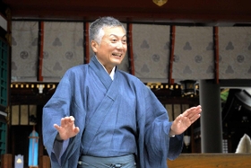 公演とライブ配信への意気込みを語る梅若基徳さん＝西宮神社