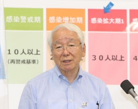 新型コロナウイルス感染症の対策について会見する兵庫県の井戸敏三知事＝２９日午後、神戸市中央区下山手通５、兵庫県庁（撮影・辰巳直之）