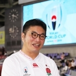 ラグビー・ワールドカップ日本大会の観戦で神戸を訪れた松尾諭さん＝２０１９年９月２６日、神戸市兵庫区御崎町１