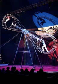 ２０１７年のポップサーカス姫路公演。息をのむ演技が続いた＝２０１７年２月、姫路市神屋町