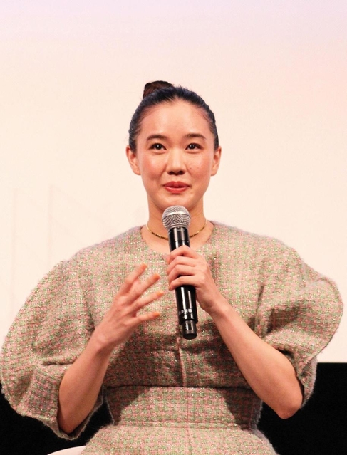 記者会見した蒼井優さん＝東京都港区東新橋１