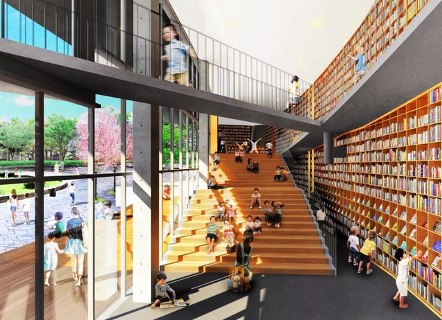 安藤忠雄さんが建設する「（仮称）こどものための図書館」のイメージ（安藤忠雄建築研究所提供）