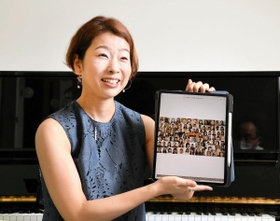 音楽教育のあり方について話す城村奈都子さん。「言葉にできない感情が込められた音楽をどう学ぶか。コロナの経験を生かすことから始めたい」＝神戸新聞松方ホール（撮影・後藤亮平）
