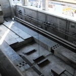 延伸部がなくなり、線路が短くなった現在の車止め＝神戸市中央区雲井通８