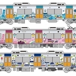 １３日から運行するラッピング電車「Ｇｏ！Ｇｏ！灘五郷！」の４～６両目（阪神電鉄提供）