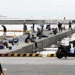須磨浦漁船だまりに集まった釣り人ら。コロナ禍で増えたという＝神戸市須磨区須磨浦通６