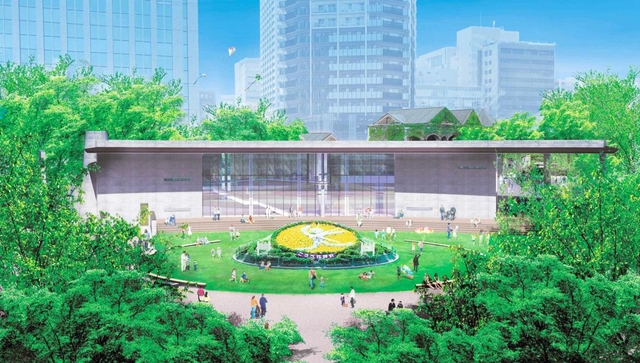 「こどもと花のひろば」に建設される「こども本の森　神戸」のイメージ（安藤忠雄建築研究所提供）