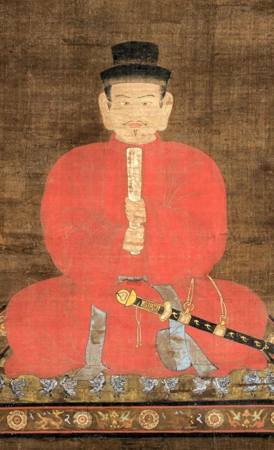 「古に憧れて」展に並ぶ、「聖徳太子摂政像」（部分、室町時代、香雪美術館蔵）