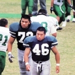 京大のアメフト選手時代の大久保さん（手前の４６番、本人提供）