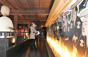 「リの一渡櫓」などに新設された展示スペース。大名行列をテーマに学ぶことができる＝２９日午前、姫路市本町