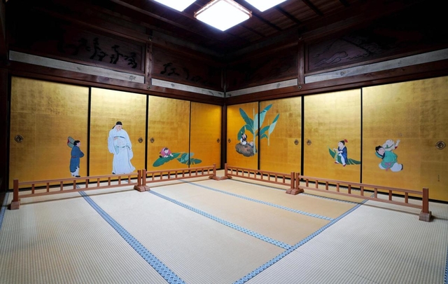 曼荼羅を構成する客殿の襖絵（再製画、ＪＲ西日本提供）