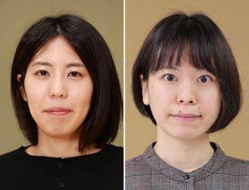 左から里見香奈女流王位、山根ことみ女流二段
