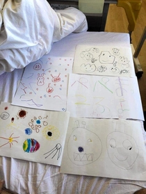 男性の子どもが回復を願って書いた絵と「パパまってるよ」のメッセージ（男性提供、画像の一部を加工しています）