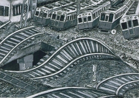 吉見敏治「阪神電車石屋川車庫」