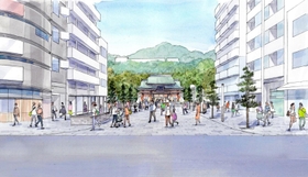 駅前広場から湊川神社を見たイメージ図（神戸市提供）
