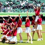 両校ダンス部のパフォーマンスも「第１回交流戦」を盛り上げた＝神戸市須磨区、ほっともっとフィールド神戸