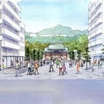 駅前広場から湊川神社を見たイメージ図（神戸市提供）