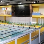 ３カ国の代表選手が事前合宿で使う予定のプール＝尼崎市扇町、尼崎スポーツの森
