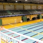 ３カ国の代表選手が事前合宿で使う予定のプール＝尼崎市扇町、尼崎スポーツの森