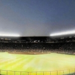 ＬＥＤ照明に照らされた甲子園球場のイメージ（阪神電鉄提供）
