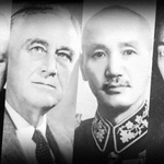 「開戦　太平洋戦争」より。近衛文麿（右から）、蒋介石、ルーズベルト、チャーチル（ＮＨＫ提供）