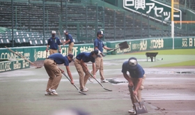 雨が続いた今夏の全国高校野球選手権大会では、「“神”整備」が改めて注目された＝西宮市の甲子園球場