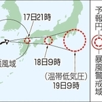 台風１４号の予想進路