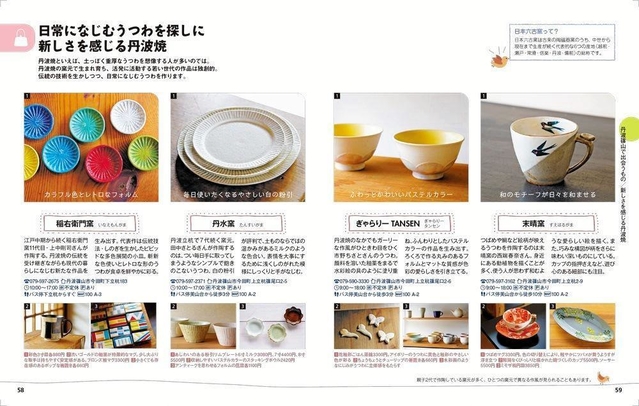 丹波焼を紹介した「ことりっぷ　丹波篠山」の誌面